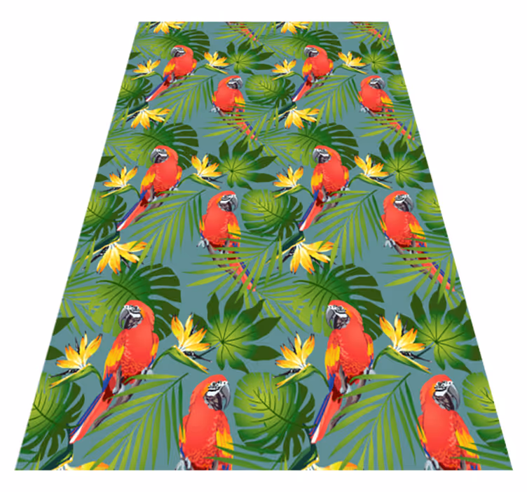 Tapis vinyle animal perroquets colorés sur fond bleu - TenStickers