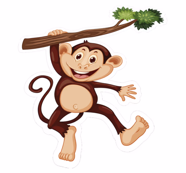 Tapis vinyle animal singe espiègle en balançoire - TenStickers