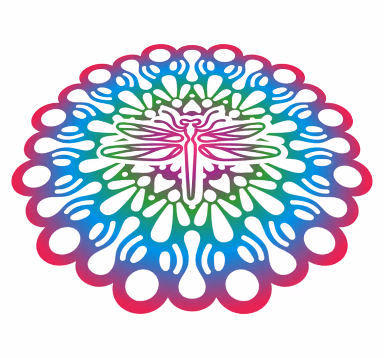 Tapis vinyle animal mandala de libellule coloré - TenStickers