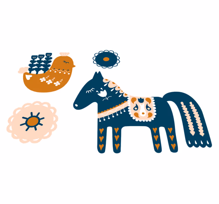 Tapis vinyle animal coloré folklorique - TenStickers