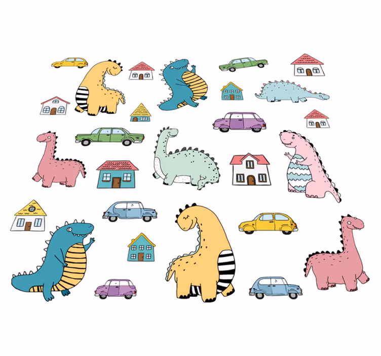 Tapis vinyle animal figures de dinosaures colorées - TenStickers
