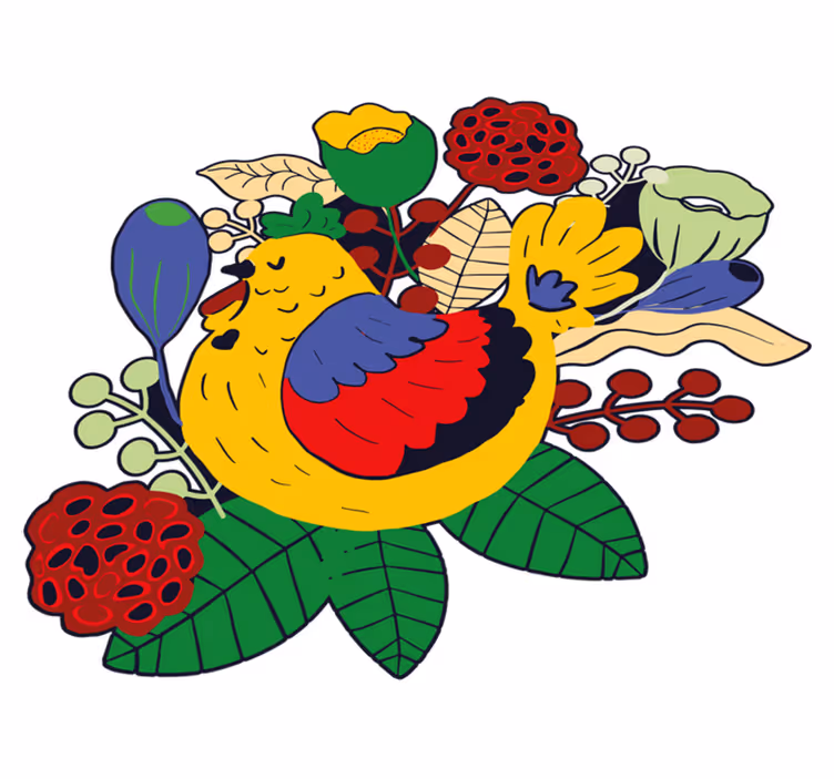 Tapis vinyle animal oiseau coloré floral - TenStickers