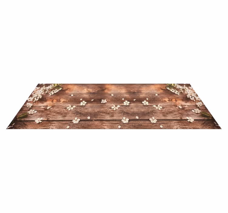 Tapis vinyle cuisine motifs floraux en bois - TenStickers