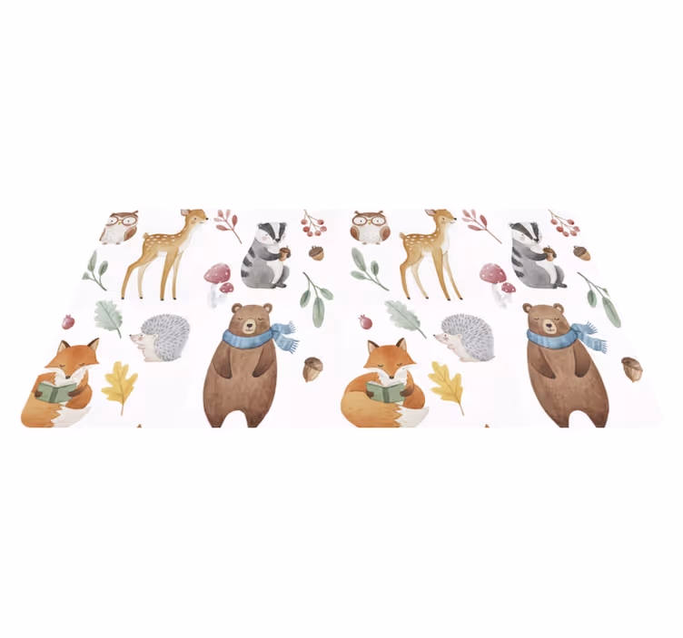 Tapis vinyle cuisine aquarelle forêt fantaisiste - TenStickers