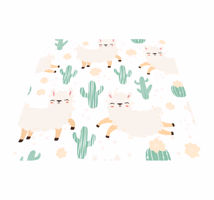 Tapis vinyle animal llamas mignons et cactus - TenStickers
