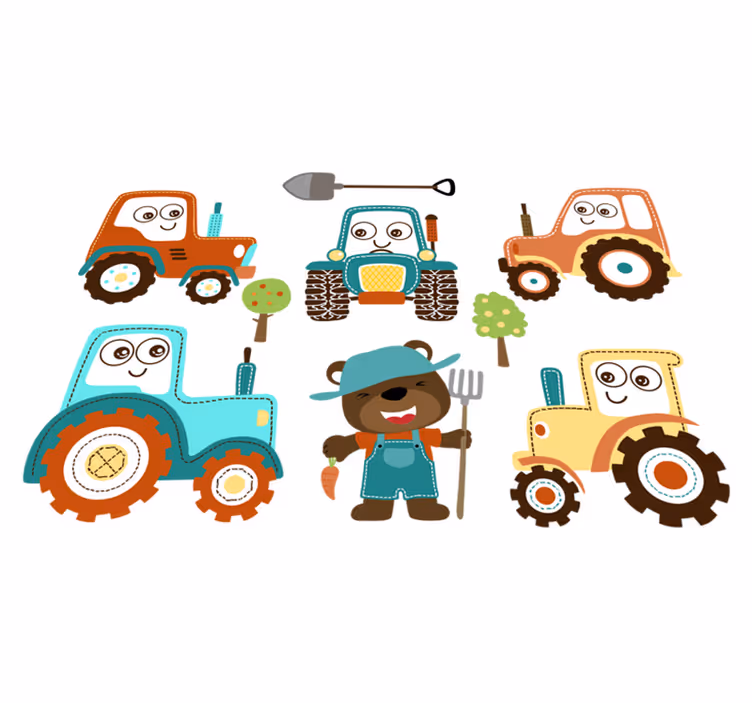 Tapis vinyle animal personnages de tracteur mignons - TenStickers