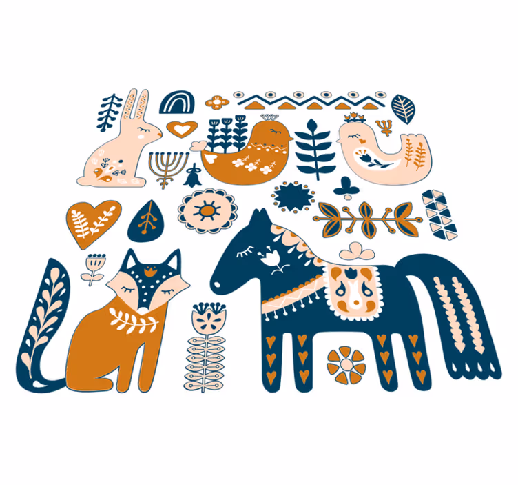 Tapis vinyle animal illustrations animales colorées - TenStickers