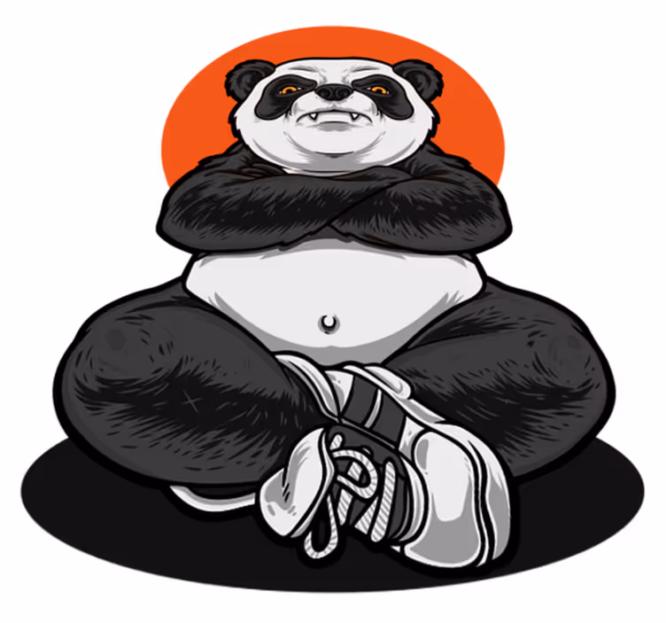 Tapis vinyle animal panda étreignant le calme - TenStickers