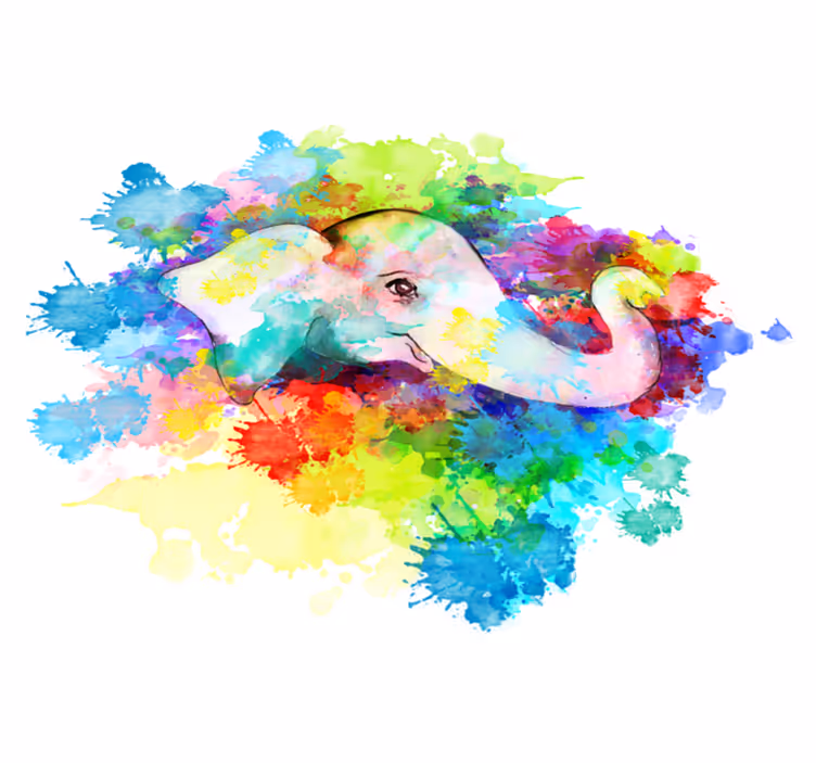 Tapis vinyle animal Éléphant coloré éclaboussant - TenStickers