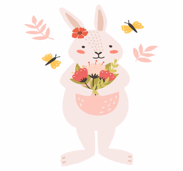 Tapis vinyle animal art de lapin adorable - TenStickers