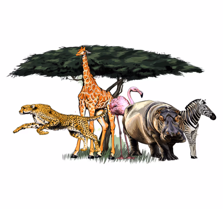 Tapis vinyle animal famille de girafes safari - TenStickers