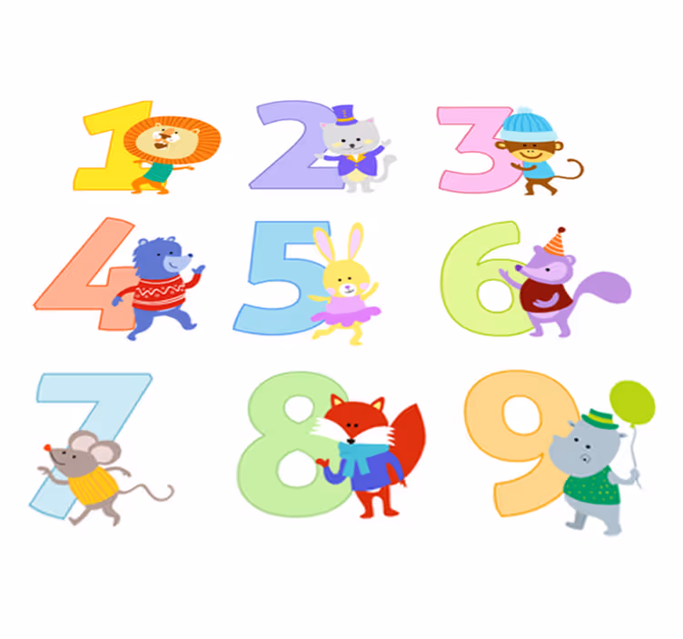 Tapis vinyle animal avec des chiffres colorés pour enfants - TenStickers