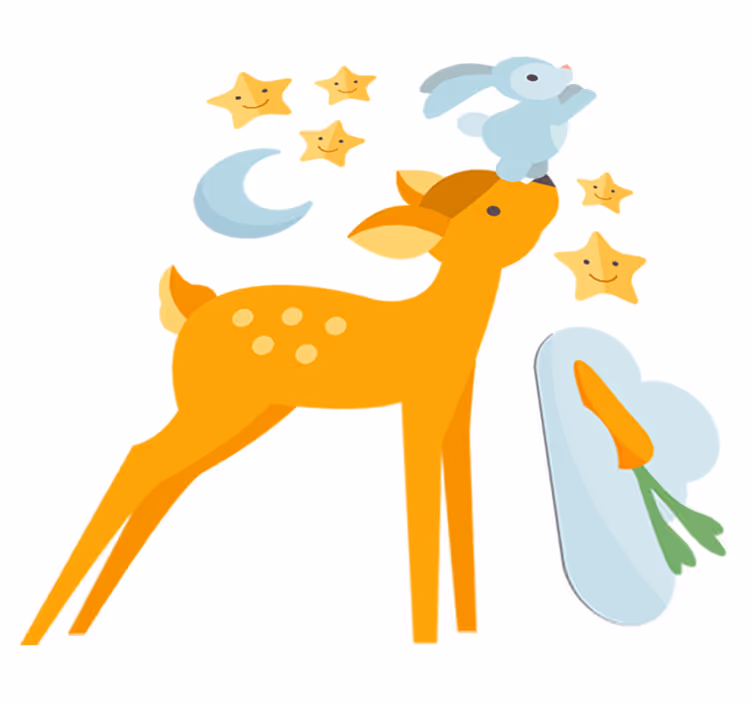 Tapis vinyle animal cerf et lapin - TenStickers