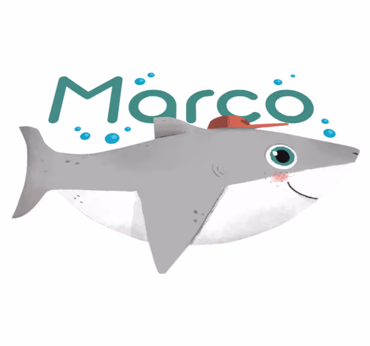 Tapis vinyle animal requin bébé avec prénom - TenStickers