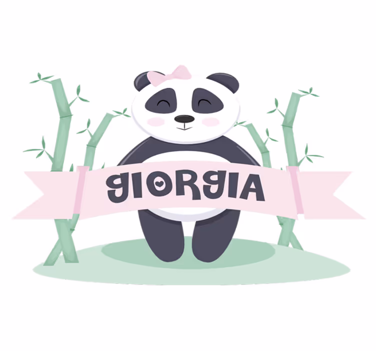 Tapis vinyle animal petite panda fille avec nom - TenStickers