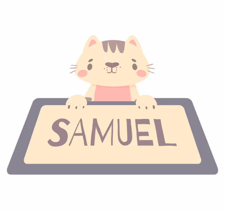 Tapis vinyle animal étiquette de chat avec nom - TenStickers