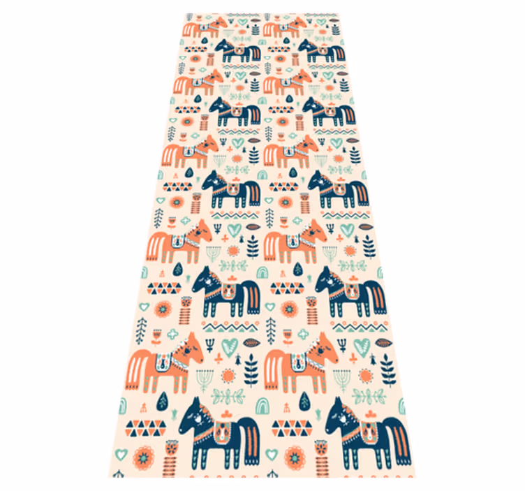 Tapis vinyle animal feuillage nordique et chevaux - TenStickers