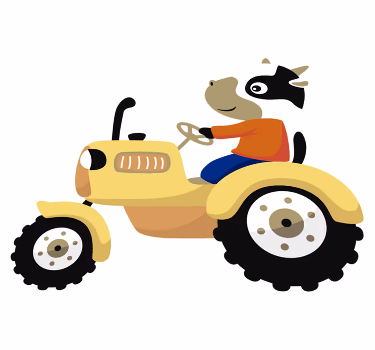 Tapis vinyle animal vache sur tracteur - TenStickers