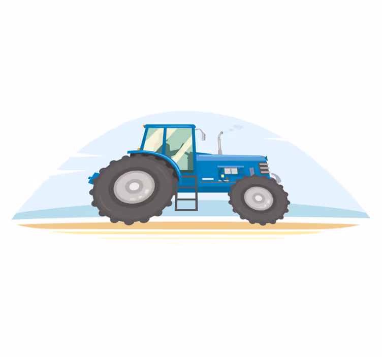Tapis vinyle animal illustration de tracteur bleu - TenStickers