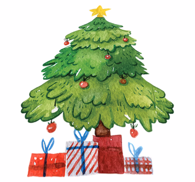Tapis vinyle noël arbre avec cadeaux - TenStickers