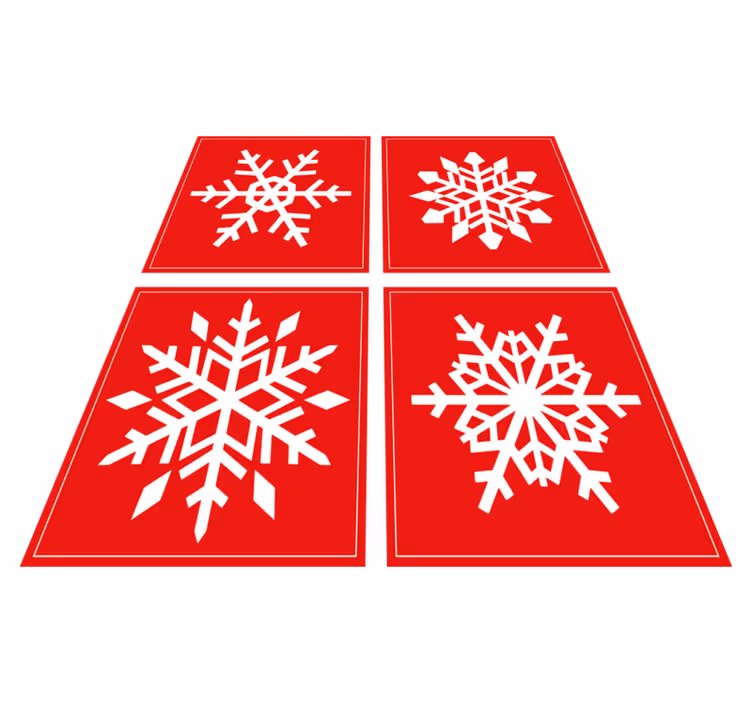 Tapis vinyle noël flocons rouges - TenStickers
