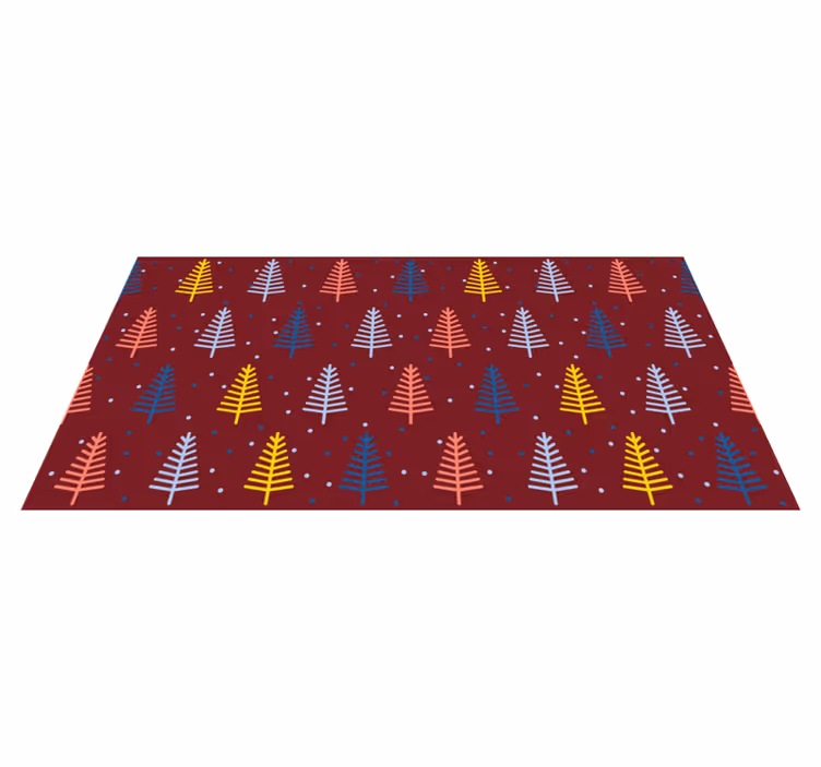 Tapis vinyle noël motif coloré de sapins - TenStickers