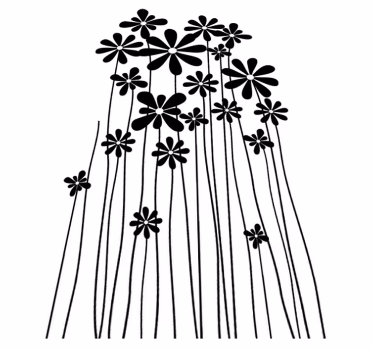 Tapis vinyle fleurs et plantes grandes fleurs noires - TenStickers