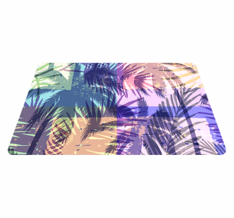 Tapis vinyle fleurs et plantes motif palmiers rétro - TenStickers