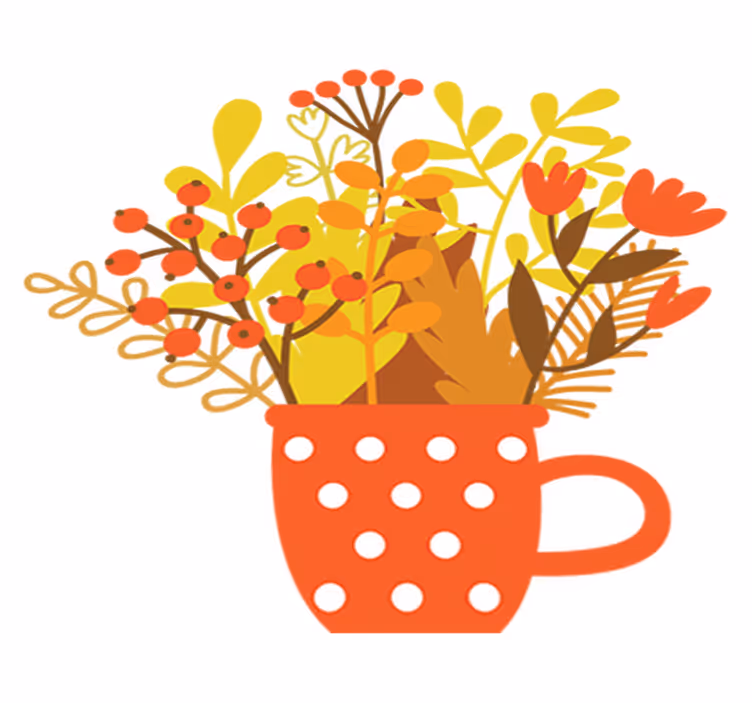 Tapis vinyle fleurs et plantes pot d'automne - TenStickers