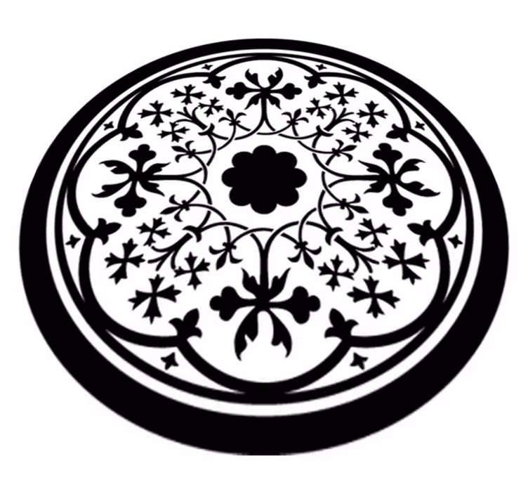 Tapis vinyle fleurs et plantes rosace gothique - TenStickers