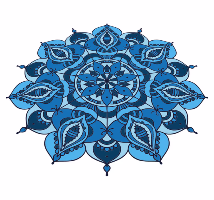 Tapis vinyle fleurs et plantes mandala bleu complexe - TenStickers