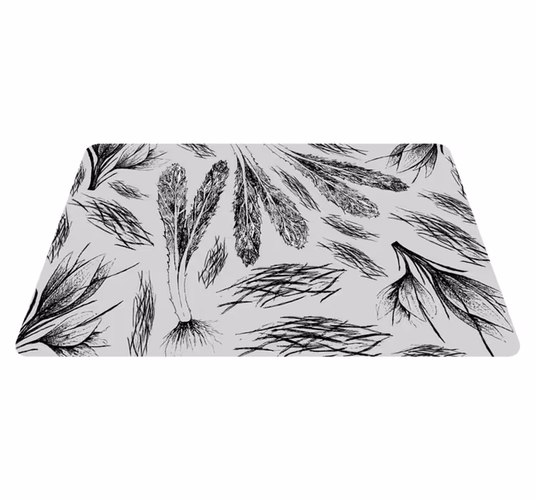 Tapis vinyle fleurs et plantes motif gris sec - TenStickers