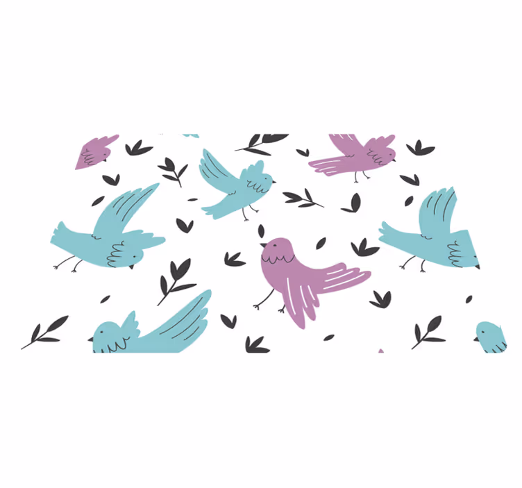Tapis vinyle animal oiseaux bleus et violets - TenStickers