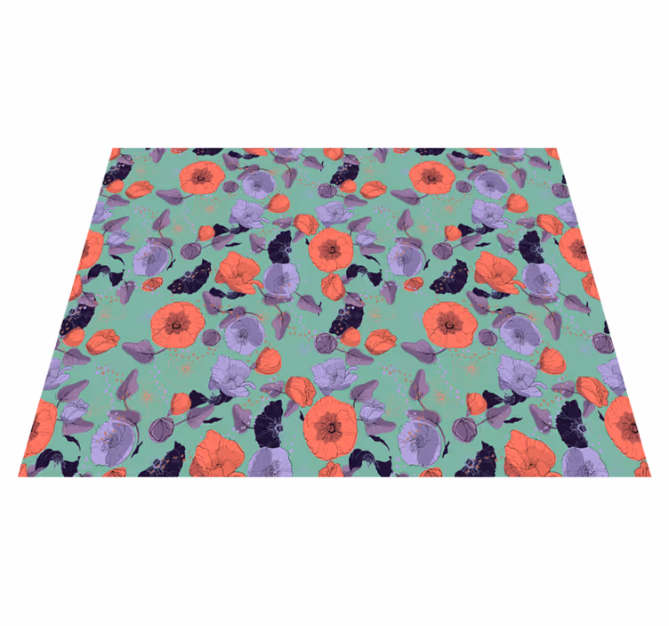 Tapis vinyle fleurs et plantes coquelicots gracieux - TenStickers