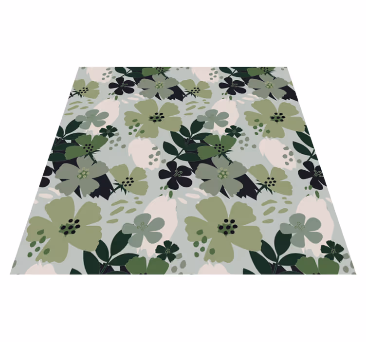 Tapis vinyle fleurs et plantes motifs feuilles vertes - TenStickers