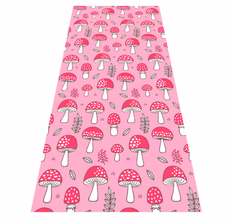 Tapis vinyle fleurs et plantes champignons roses classiques - TenStickers