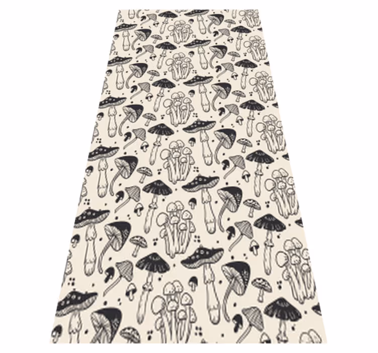 Tapis vinyle fleurs et plantes motif champignons noir - TenStickers