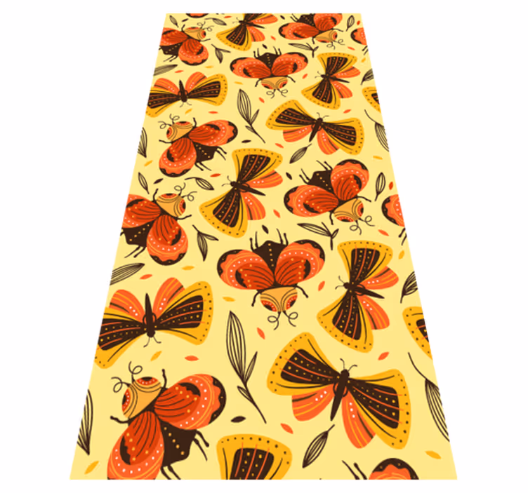 Tapis vinyle fleurs et plantes image de papillon sur fleur - TenStickers