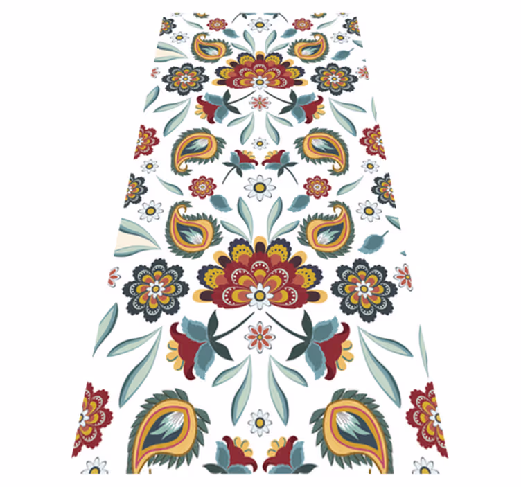 Tapis vinyle fleurs et plantes style floral ethnique - TenStickers