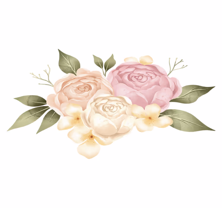 Tapis vinyle fleurs et plantes pivoine aquarelle - TenStickers