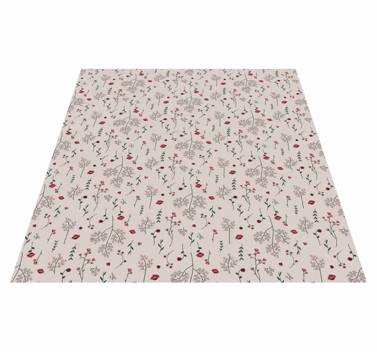 Tapis vinyle fleurs et plantes motif rouge minimaliste - TenStickers