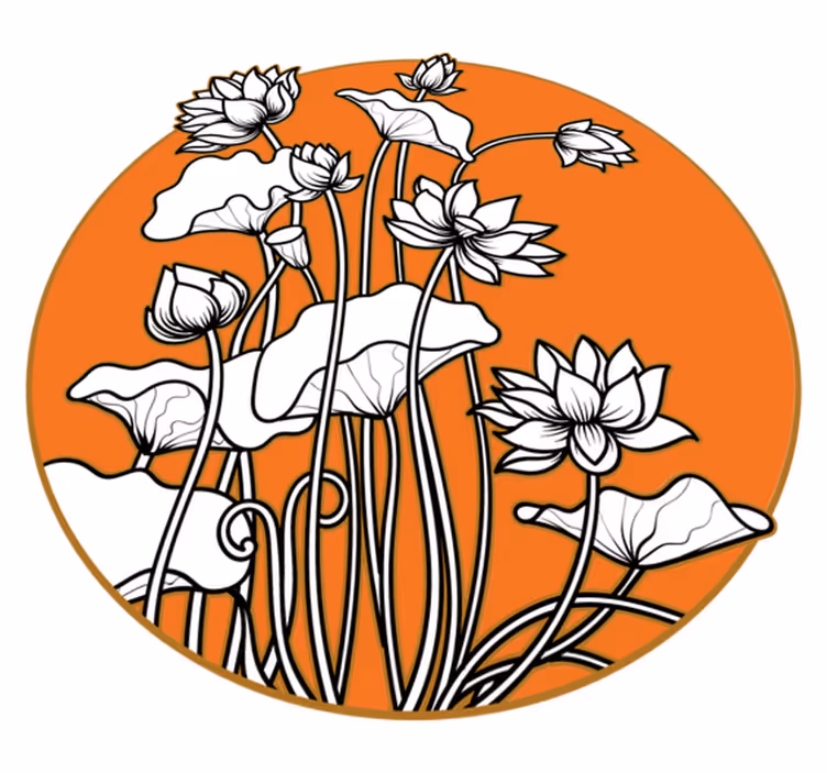 Tapis vinyle fleurs et plantes illustration lotus - TenStickers