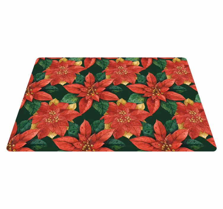 Tapis vinyle fleurs et plantes motif de noël rouge et vert - TenStickers