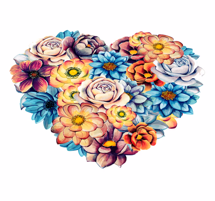 Tapis vinyle fleurs et plantes cœur rempli de fleurs - TenStickers