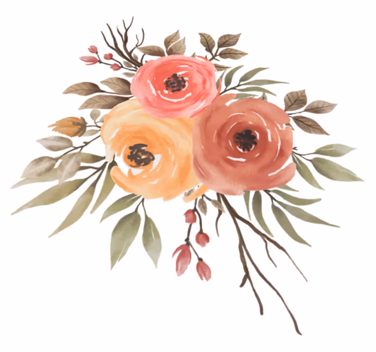 Tapis vinyle fleurs et plantes dessin de roses séchées - TenStickers
