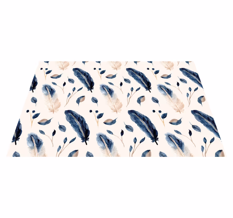 Tapis vinyle fleurs et plantes feuilles et plumes - TenStickers