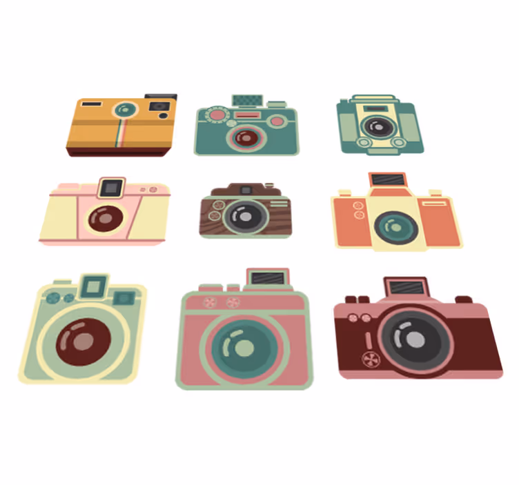 Tapis vinyle salle à manger caméras vintage - TenStickers