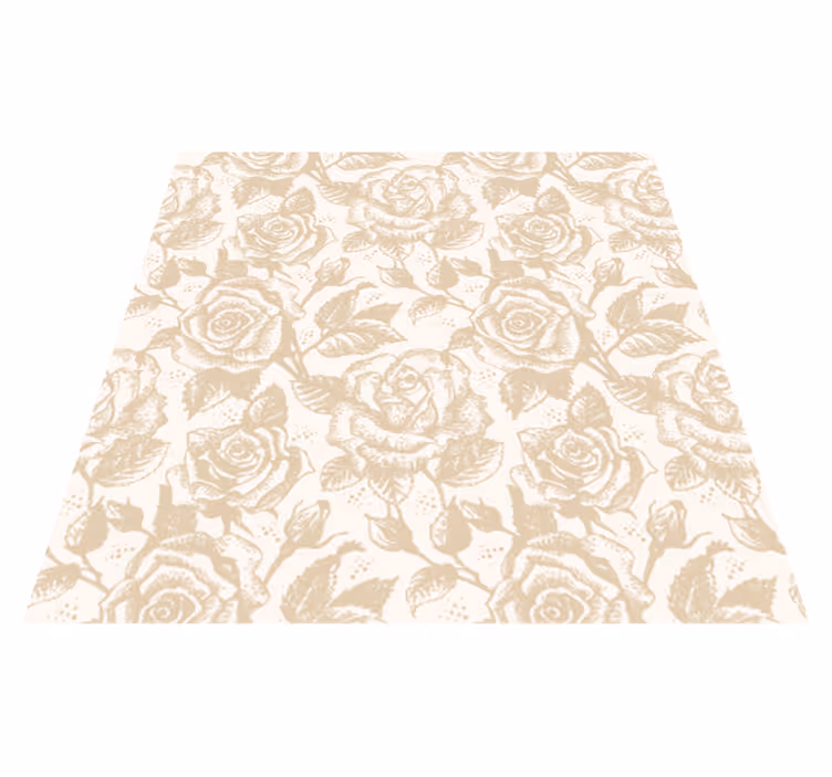 Tapis vinyle salle a manger beige vintage roses - TenStickers