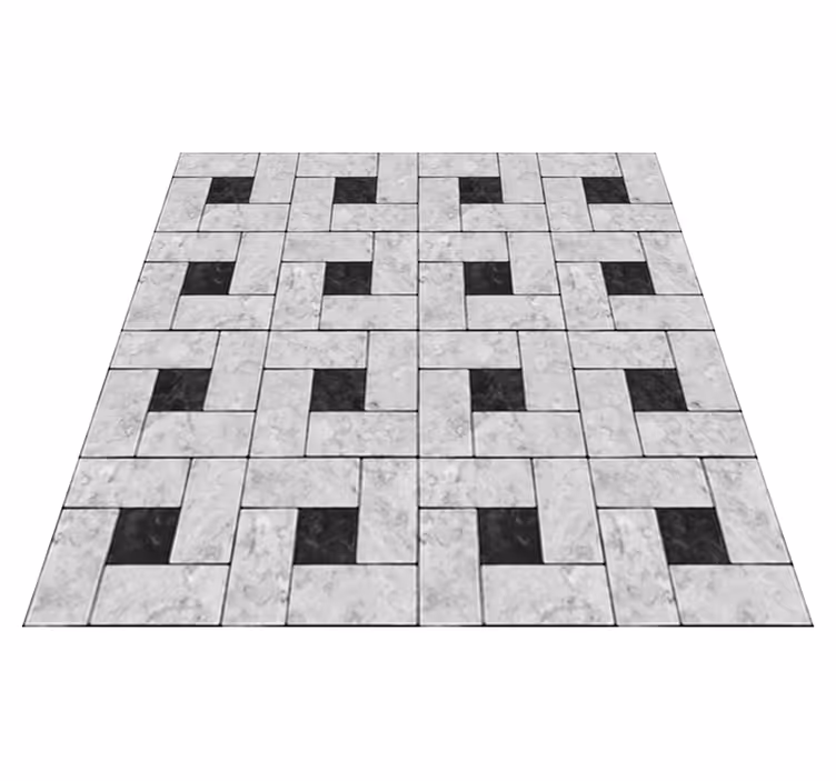 Tapis vinyle salle a manger carreaux pierre grise - TenStickers