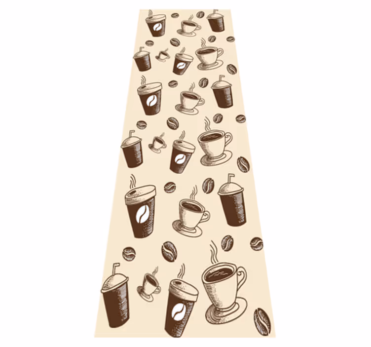 Tapis vinyle cuisine motif tasses et grains de café - TenStickers